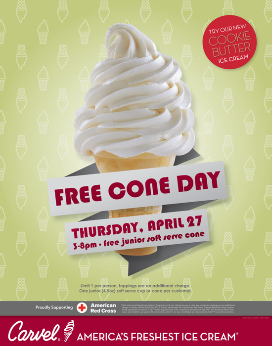 REMINDER Today is Carvel's Free Cone Day 2017 The Impulsive Buy