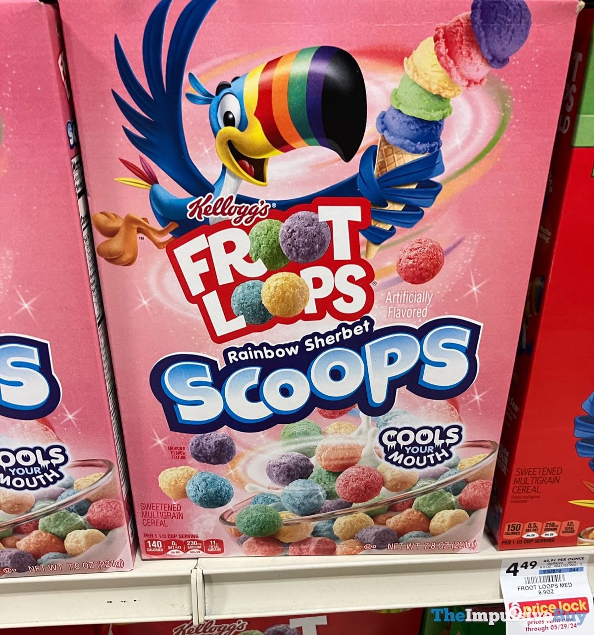 Spotted Kelloggs Froot Loops Rainbow Sherbet Scoops Cereal The